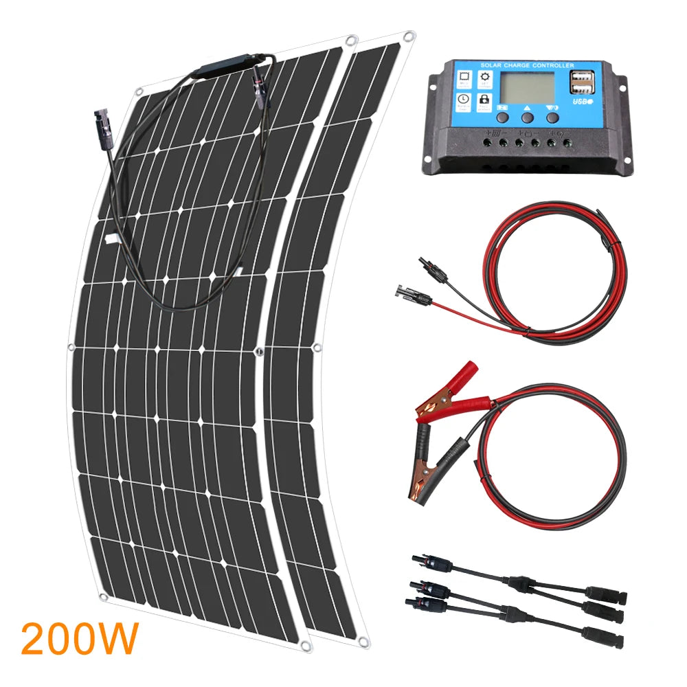 12V Flexible Solar Panel 600W 100W 200W 300W 400W 500W Bendable Waterproof Monocrystalline Best Solar Panel  for RV Boat