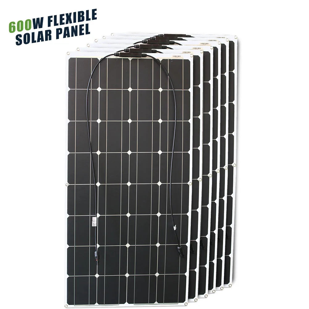 12V Flexible Solar Panel 600W 100W 200W 300W 400W 500W Bendable Waterproof Monocrystalline Best Solar Panel  for RV Boat