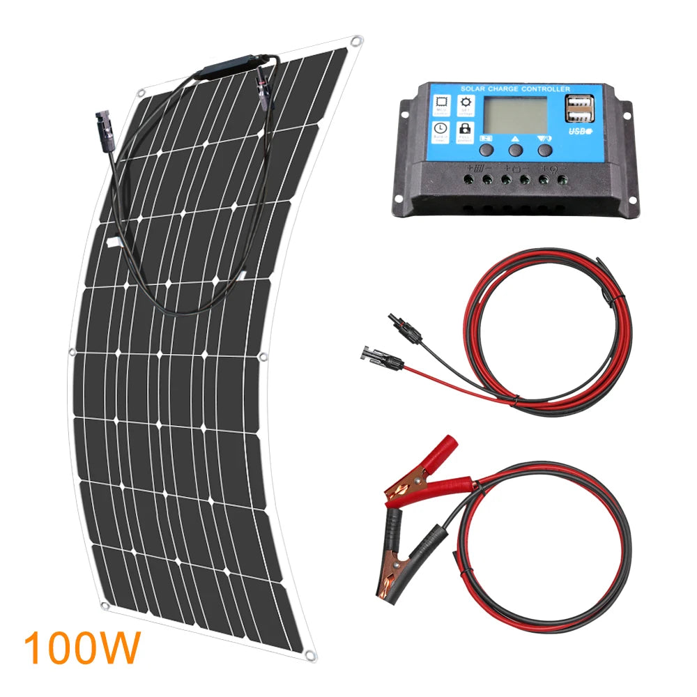 12V Flexible Solar Panel 600W 100W 200W 300W 400W 500W Bendable Waterproof Monocrystalline Best Solar Panel  for RV Boat