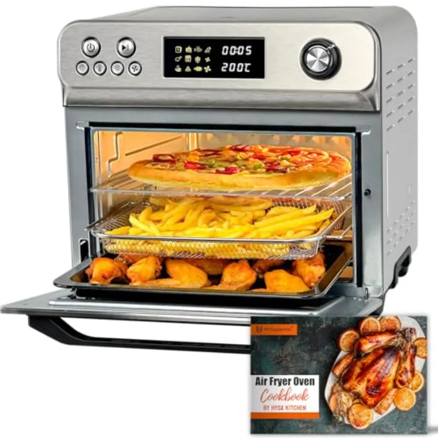 26Quart Air Fryer Toaster Oven Combo 10-in-1 Extra Large Countertop Convection Oven with LED Display Knob Control 1800W Stainle